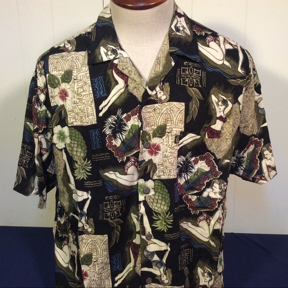 VTG Hawaiian mens shirt with Hawaiian Beauties - Picture 1 of 12